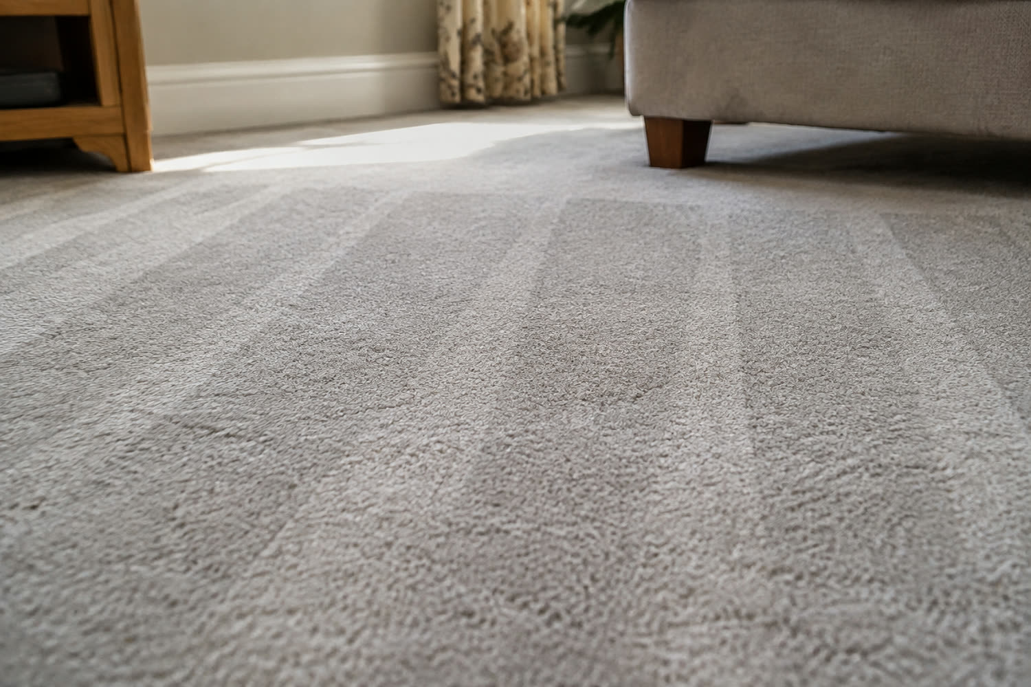 The same carpet after cleaning, lifted and clean