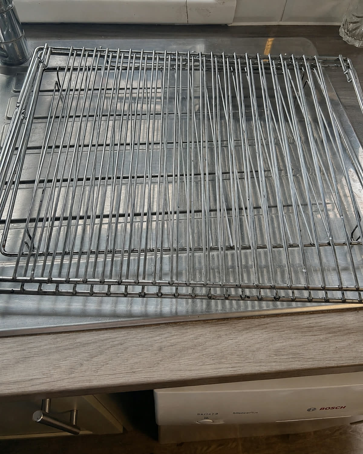 Oven shelves cleaned and drying