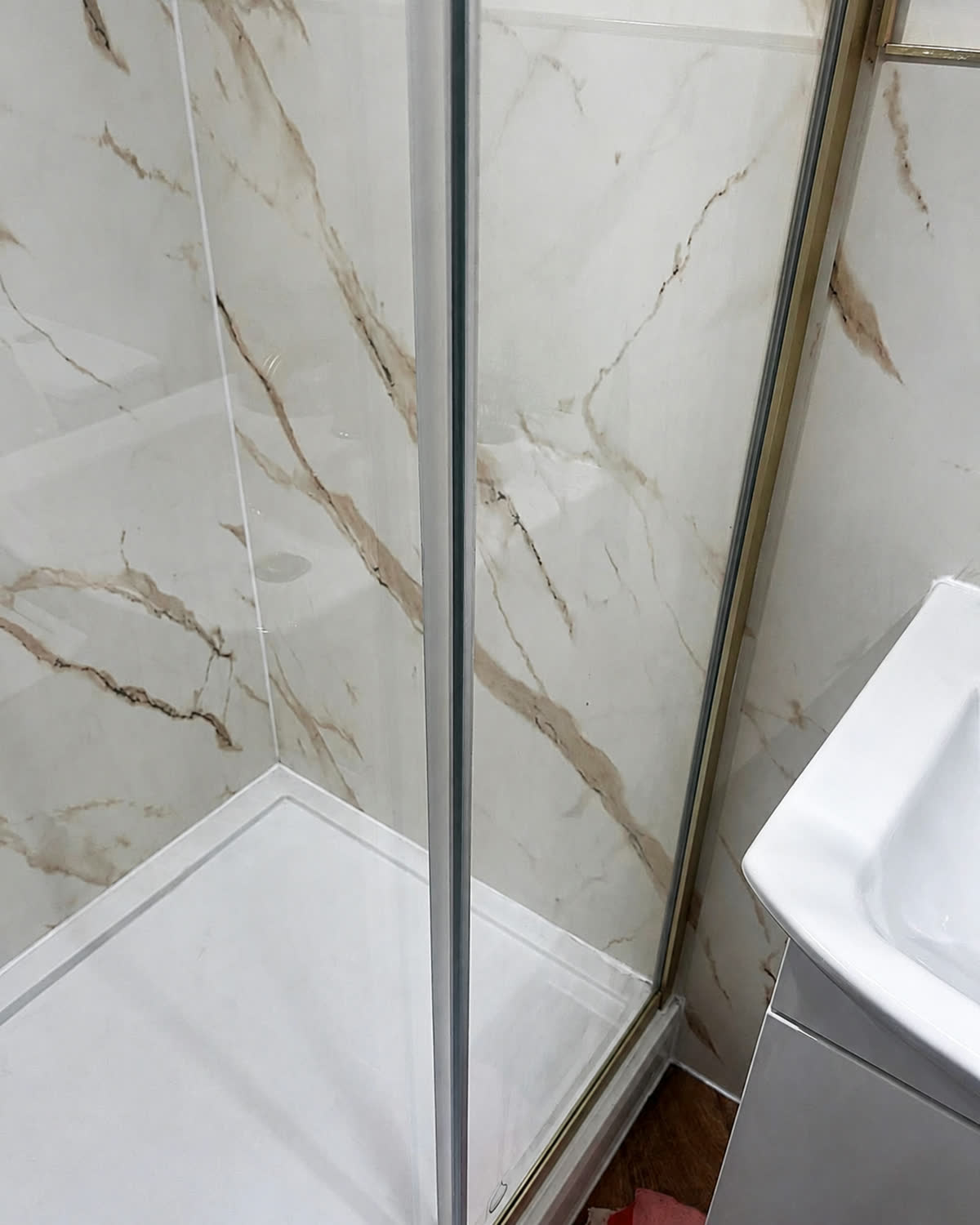 Clean shower enclosure and basin